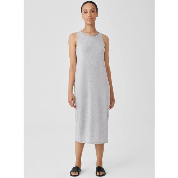 Eileen Fisher Gray Fine Jersey Tank Dress Sleeveless Midi Stretchy Women's XXS - Picture 1 of 9